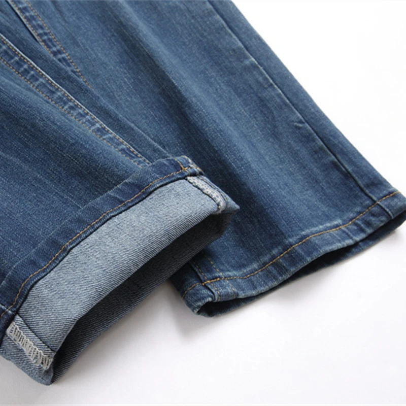 2024 Spring Straight Leg Men's Blue Jeans Mid-Waist Stretch Casual Pants Street Trend Hip Hop Clothing 6