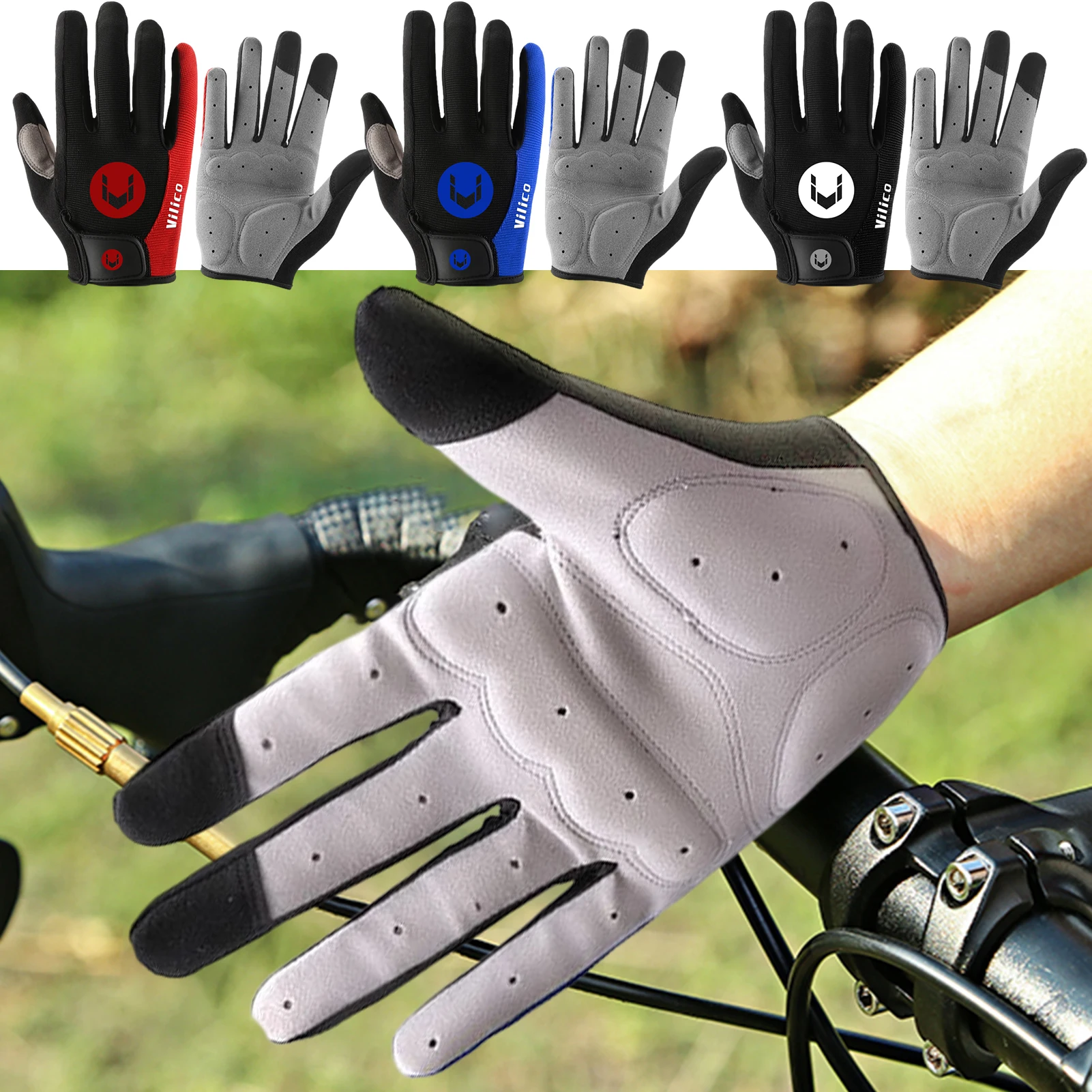 Outdoor Cycling Gloves Anti-slip Full Finger Gloves MTB Bike Breathable Anti-shock Sports Warm Gloves Pad For Bike Accessories 2