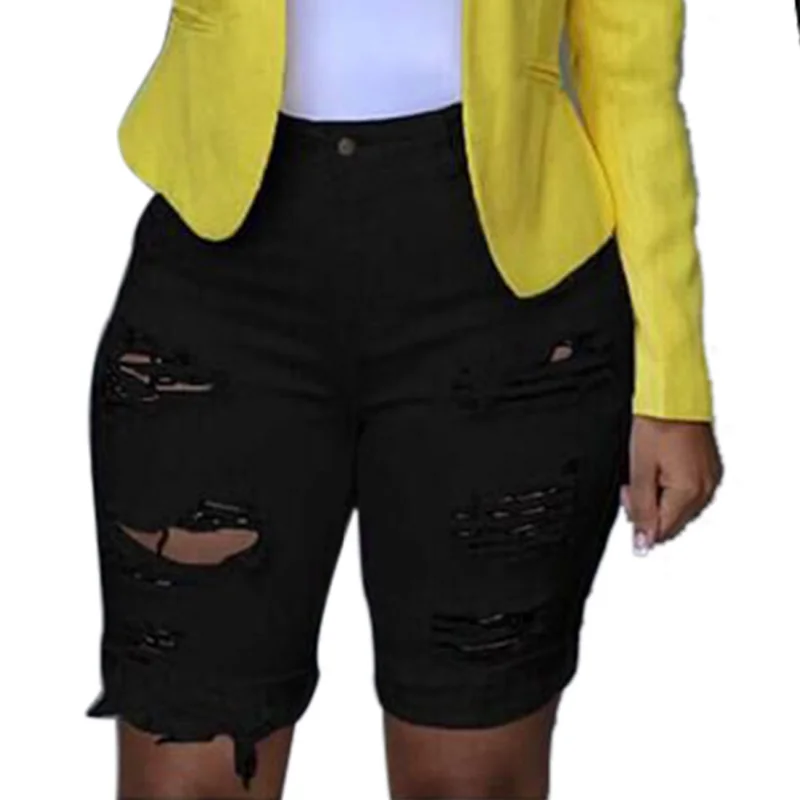 Women Denim Shorts Destroyed Hole Jeans Fashion Summer Casual Pants Short for Women Ripped Femme Pantalones High Waisted Shorts