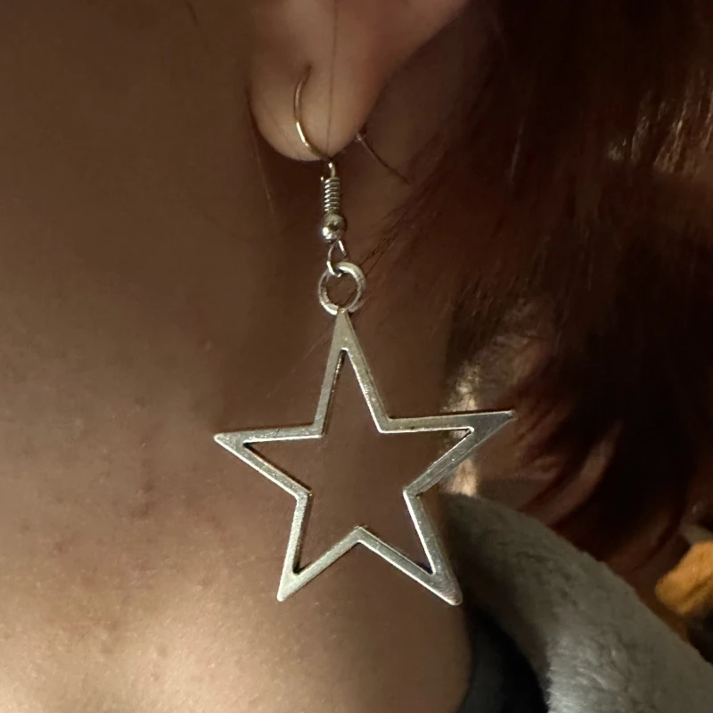 Silver Star Dangle Earrings Grunge Star Earringsstar 