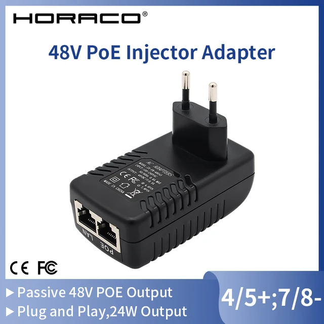 HORACO Passive POE Injector 48V 0.5A 24W 100Mbps EU Plug For CCTV IP Camera  Power Supply Ethernet Adapter Phone AP Surveillance - AliExpress