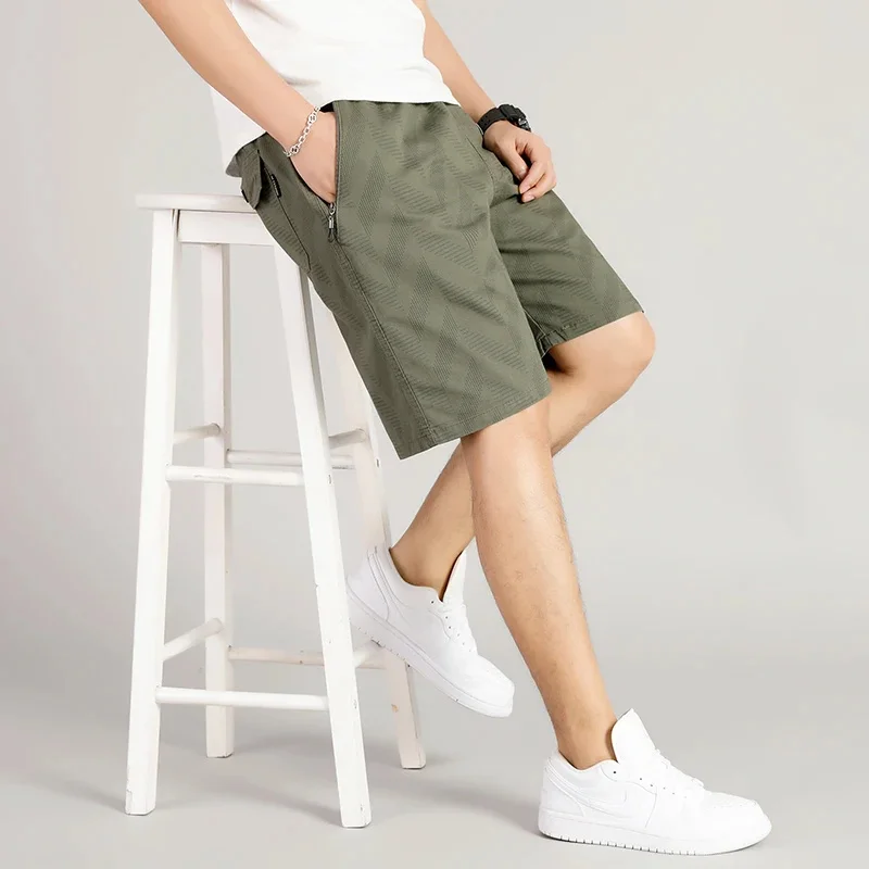 thumbnail image 1 of Pantalones cortos blancos para hombre, de verano, hasta la rodilla, informales, para uso diario, 1 of 5