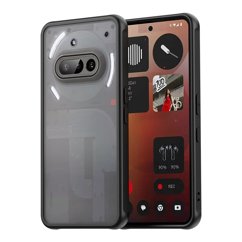 Matte Shockproof Phone Case with Translucent Soft Frame and Camera Lens Protection Cover