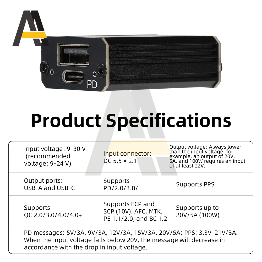 Modulo di Ricarica Rapida PD 100W con Condensatori a Stato Solido, Caricabatterie per Auto Step-Down, Supporta Dispositivi ad Alta Potenza - Image 3