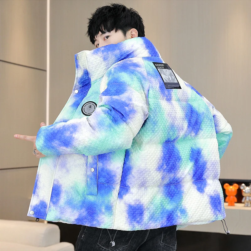 

New 2023 Winter Warm White Duck Down Jacket Casual Men's Printed Stand Collar Puffer Coats Streetwear Top Thicken Paraks Clothes