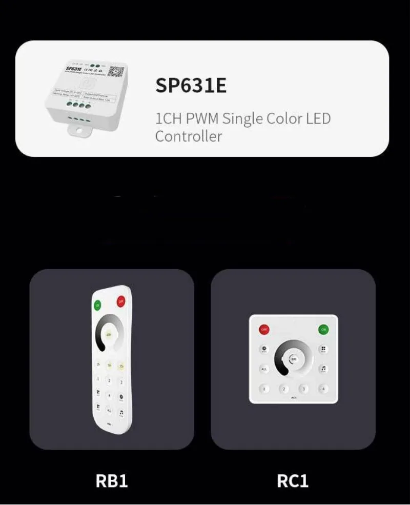 DC5-24V SP631E SP632E SP633E SP634E SP635E 1-5CH PWM Led Controller Dimmer Remote For Single Color/CCT/RGB/RGBW/RGBCCT LED Strip
