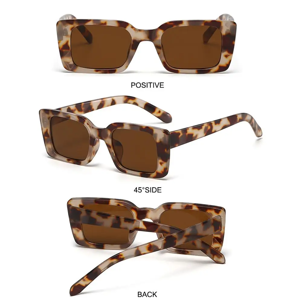 Vintage Gradient Beach/Travel Leopard Sun Glasses Shades Rectangle Square Sunglasses