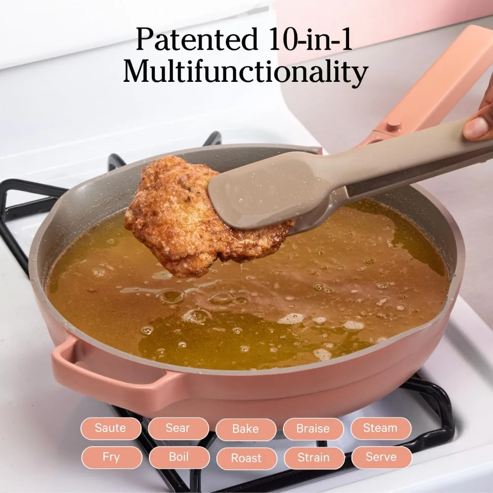 Large Always Pan 2.0-12.5” (4 Qt) Nonstick, Toxin-Free Ceramic Cookware | Patented 10-in-1 Aluminum Frying & Sauté Pan | Safe f