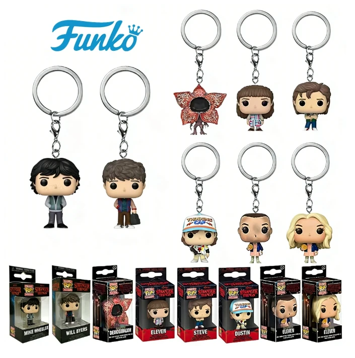Heiße Funko Pop WILL BYERS MIKE WHEELER ELEVEN Demogorgon DUSTIN Barb Schlüsselanhänger Figur Sammlerstück Modellpuppen Weihnachtsgeschenk Spielzeug
