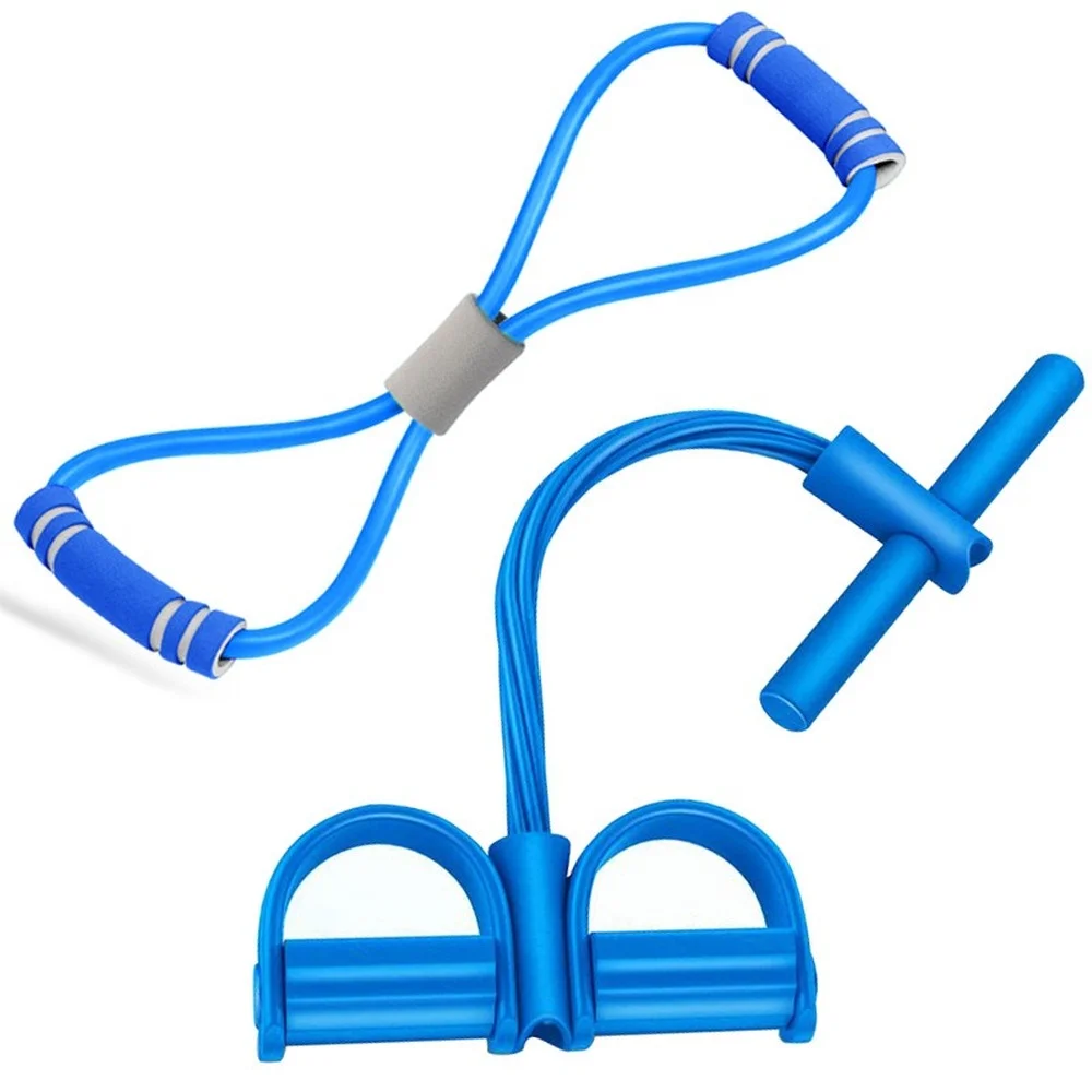 4 Resistanc Elastic Pull Ropes Exerciser Rower Belly Resistance Home