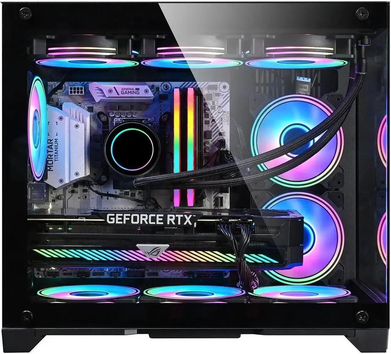 Matx motherboard computer chassis 360 water-cooled sea view room chassis((no fan ,pc case only )