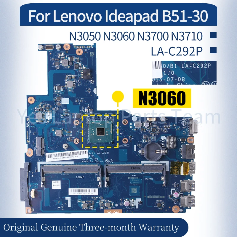 

LA-C292P For Lenovo Ideapad B51-30 Laptop Mainboard 8S5B20L02430 8S5B20L02422 N3050 N3060 N3700 N3710 Notebook Motherboard