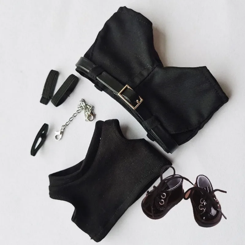 20CM baby clothes cool men's belt chain black vest high necked T-shirt cotton doll doll replacement 5
