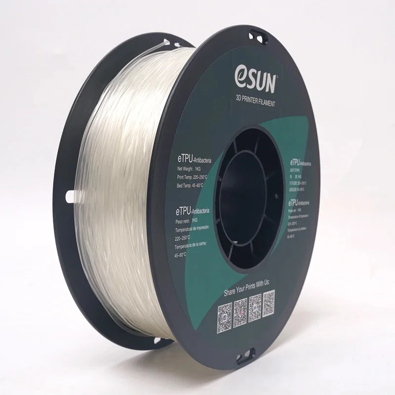 ESUN 항균 TPU 필라멘트, 1.75mm TPU 95A 3D 프린터 필라멘트, 1kg 2.2 LBS 스풀, 고속 인쇄 TPU 3D 인쇄 재료