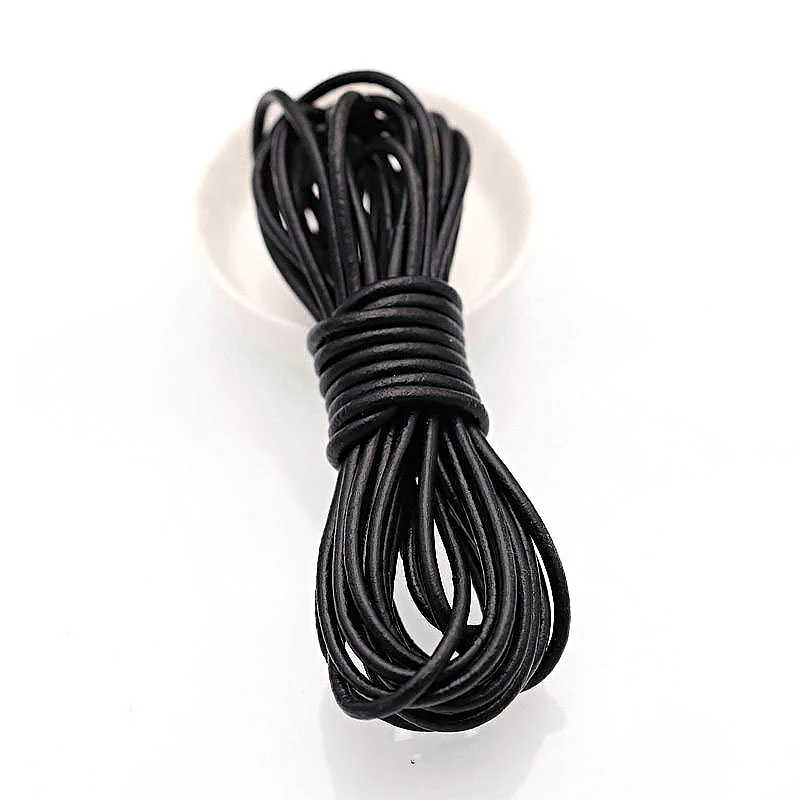 1m Leather Rope For DIY Necklace Cord Bracelets String Retro Black Color Leather Cord Handicraft Jewelry Making Supplies