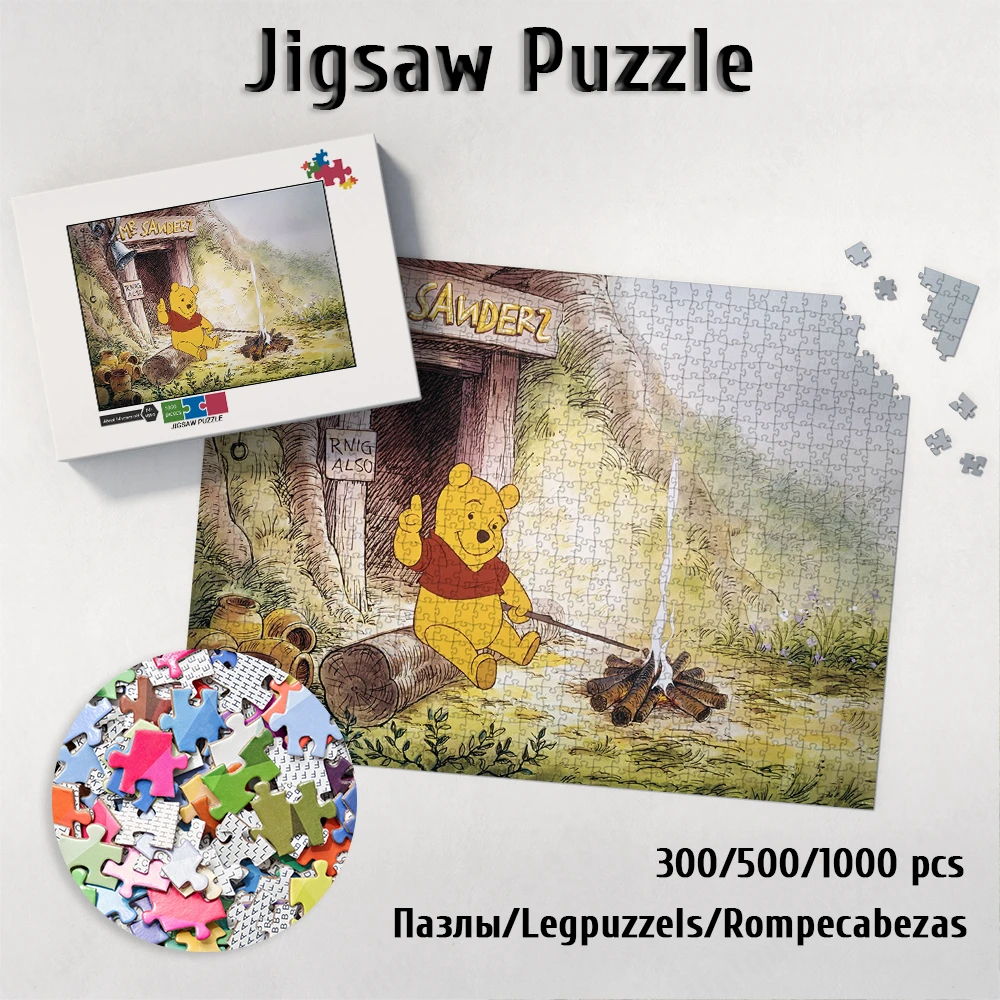 Winnie The Pooh Diy Large Puzzle Game Toys Gift Disney Treasures Large Adult Cartoon Unique Design Jigsaw Fun Game for Kid Adult