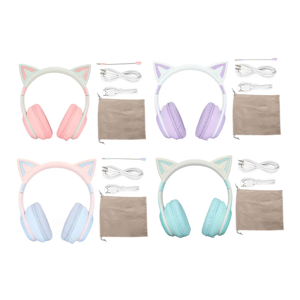 Cat Ear Bluetooth Gaming Headphones with LED Lights