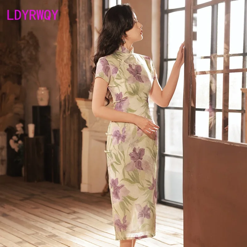 

New Retro Republic Style Improved Big Flower Qipao Style Dress Cheongsams