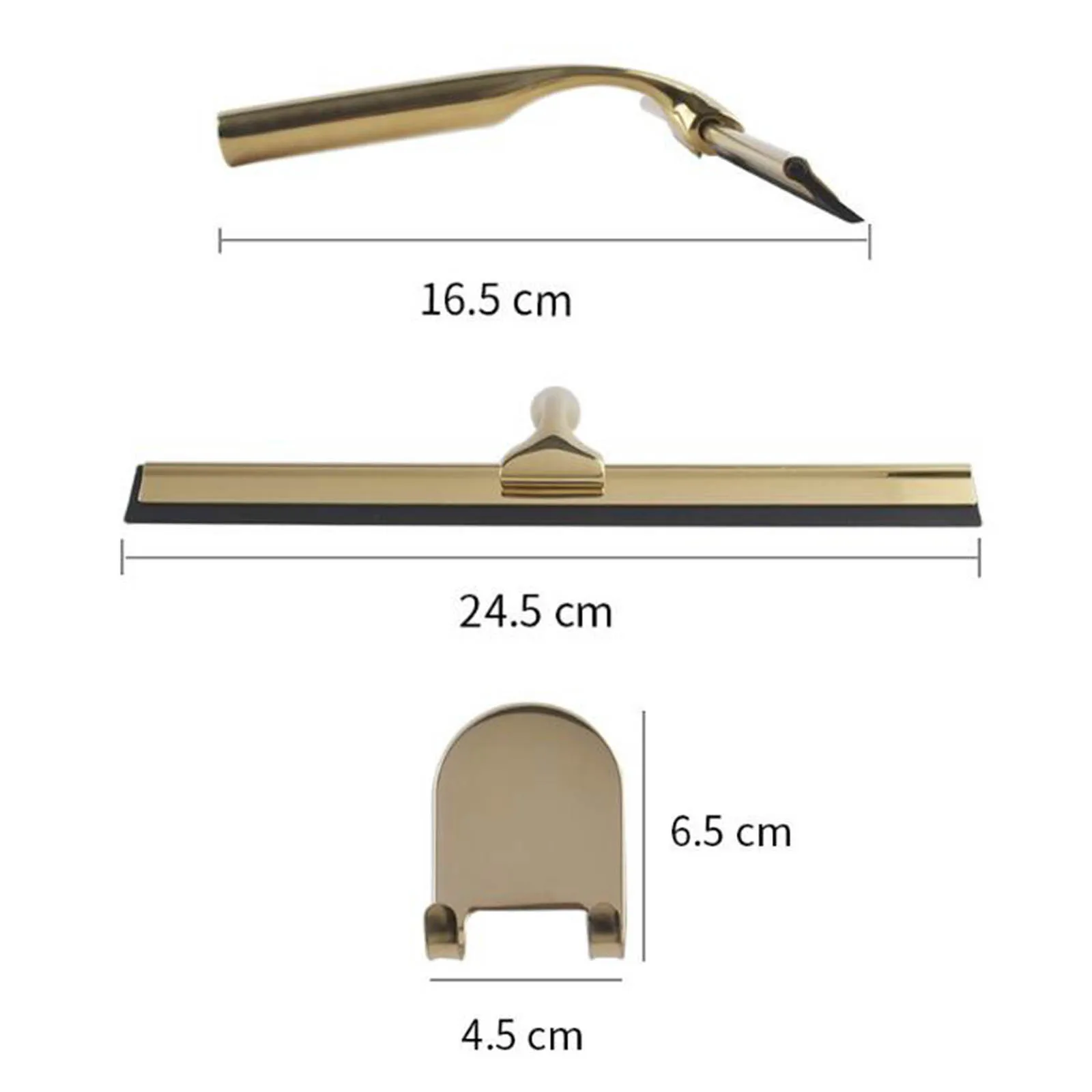 Glass Wiper with Hook Holder Stainless Steel Squeegee for Bathroom Sink Home Handheld Glass Window Cleaning Squeegee Wiper 6
