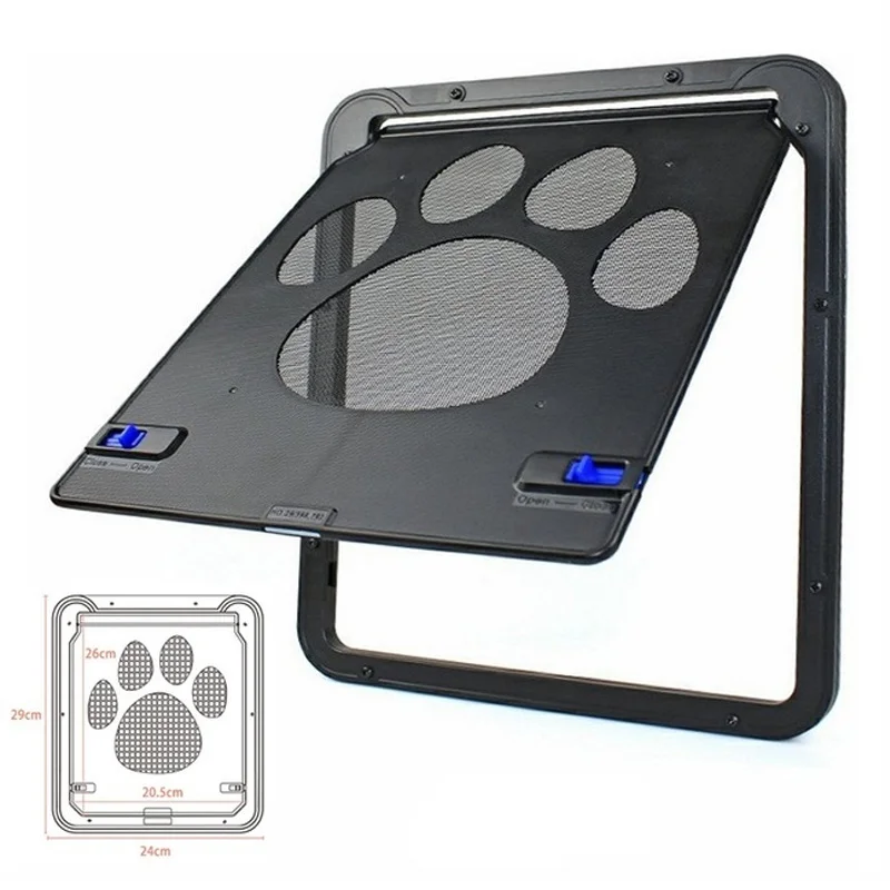 Pet Door Plastic Pet Door Pet Gate Large Dog Cat Door Screen Lockable Puppy Safety Magnetic Flap with 4 Way Security Lock ABS Plastic Free Entrya And Exit For Pets