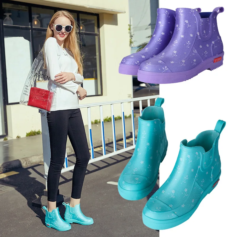 New 2023 Women Fashion Ankle Rain Boots Waterproof Casual Non-slip Rainboots Female Garden Shoes Waterproof Wellies