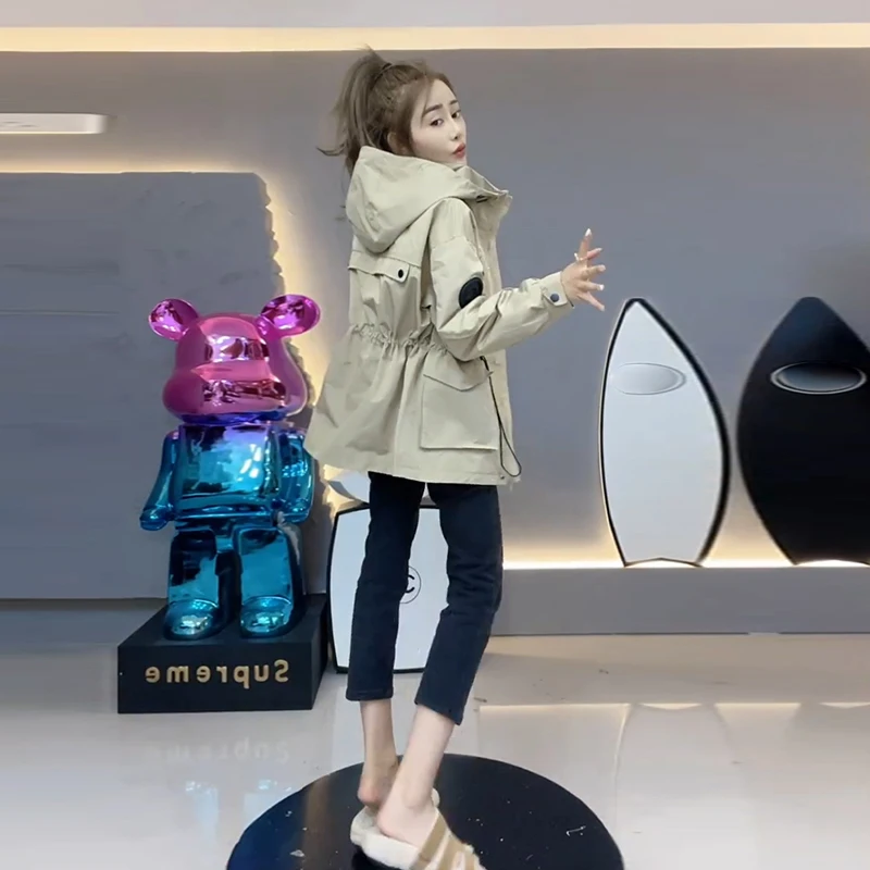 세련된 한국 스타일 여성 패딩 자켓 허리 장착 봄 새 모델 2024 쁘띠 코튼 두꺼운 탑 캐주얼