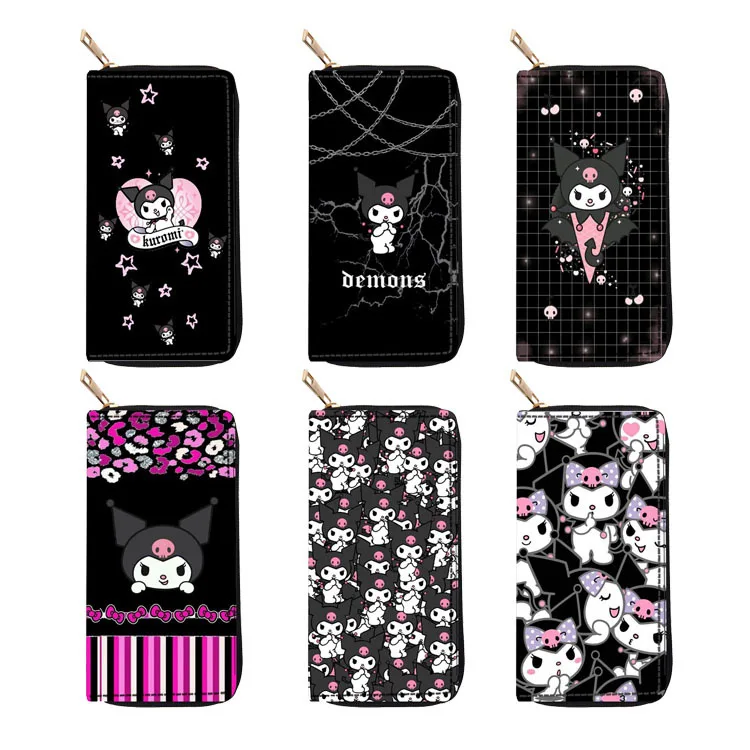 

Sanrio Anime Kuromi My Melody Pu Long Wallet Kawaii Fashion Cartoon Multi-Card Bit Change Purse Girl's Birthday Present