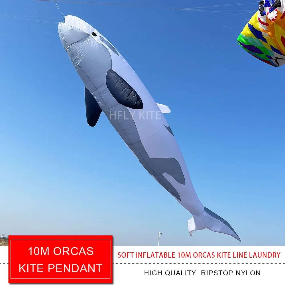 HFLY Soft Inflatable 10m Orcas Kite Line Laundry for Adults High Quality Ripstop Nylon Killer Whale Kite Pendant