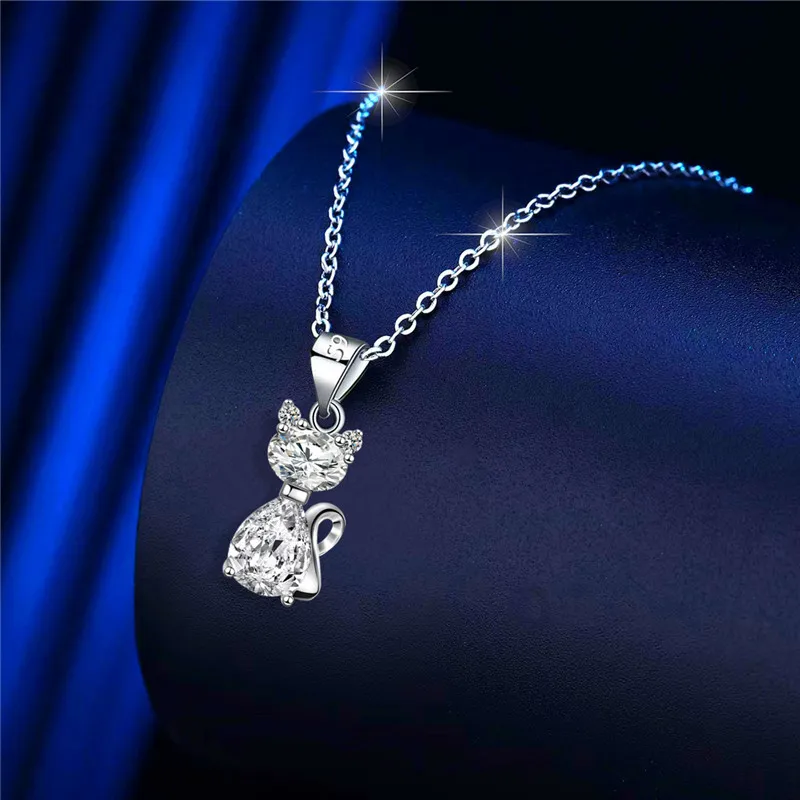 Sparkling Zircon Cat Necklace