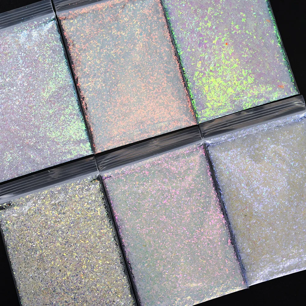 

50g Iridescent Nail Glitter Flakes Shiny Mermaid Sequins 3D Mirror Irregular Aurora Slices Flakes Paillettes Nail Art Decoration