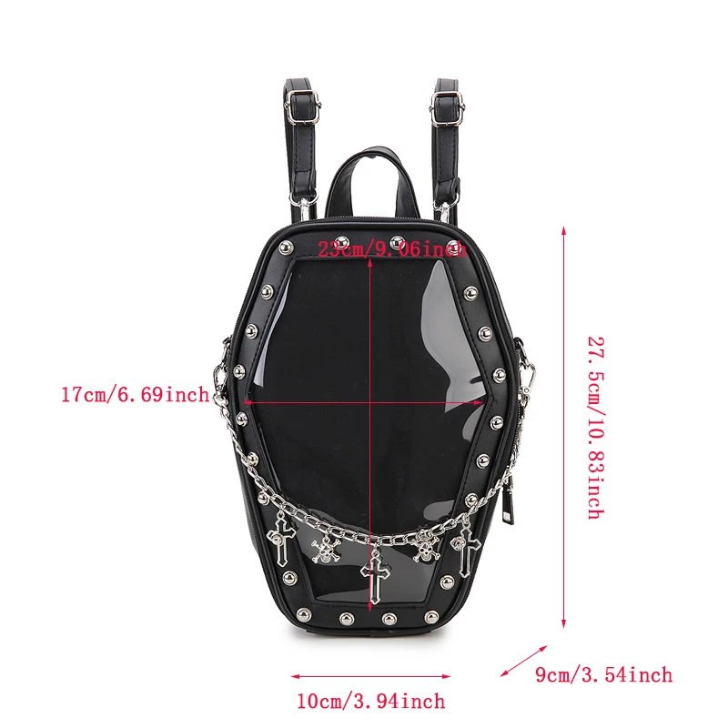 Bat Wings Ita Backpack Enamel Pin Display Shoulder Bag Goth Pin Collector Female Small Clear School Bag Punk Ita Purse Bag 2