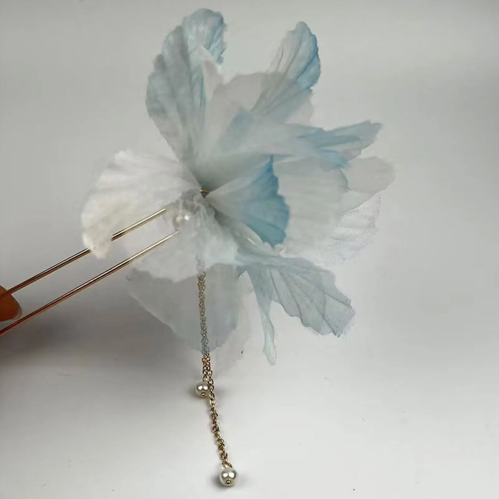 Fee Vintage Haarnadel handgemachte große Seide Blumen Quaste Haar Stick für Frauen Alltag Reise Party elegante Haar-Accessoires – Detail 9