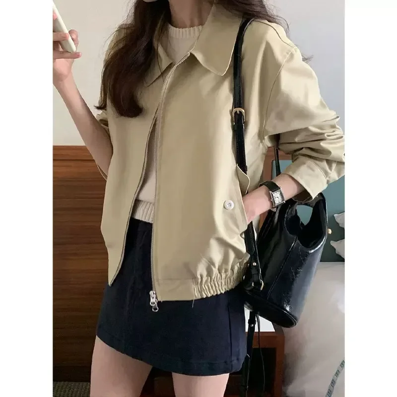 Description Picture 6 of itemPlus Size Fashionable Korean Style Casual Petitelapel Cropped Jacket Autumn New Arrival Baseball Workwear Large Size Outerwear