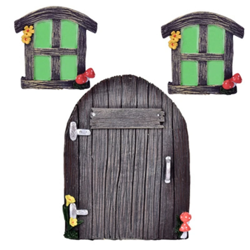 

Miniature Fairy Gnome Home Door for Windows for Trees Yard Art Garden Sculpture Decoration Easter Outdoor Ornaments