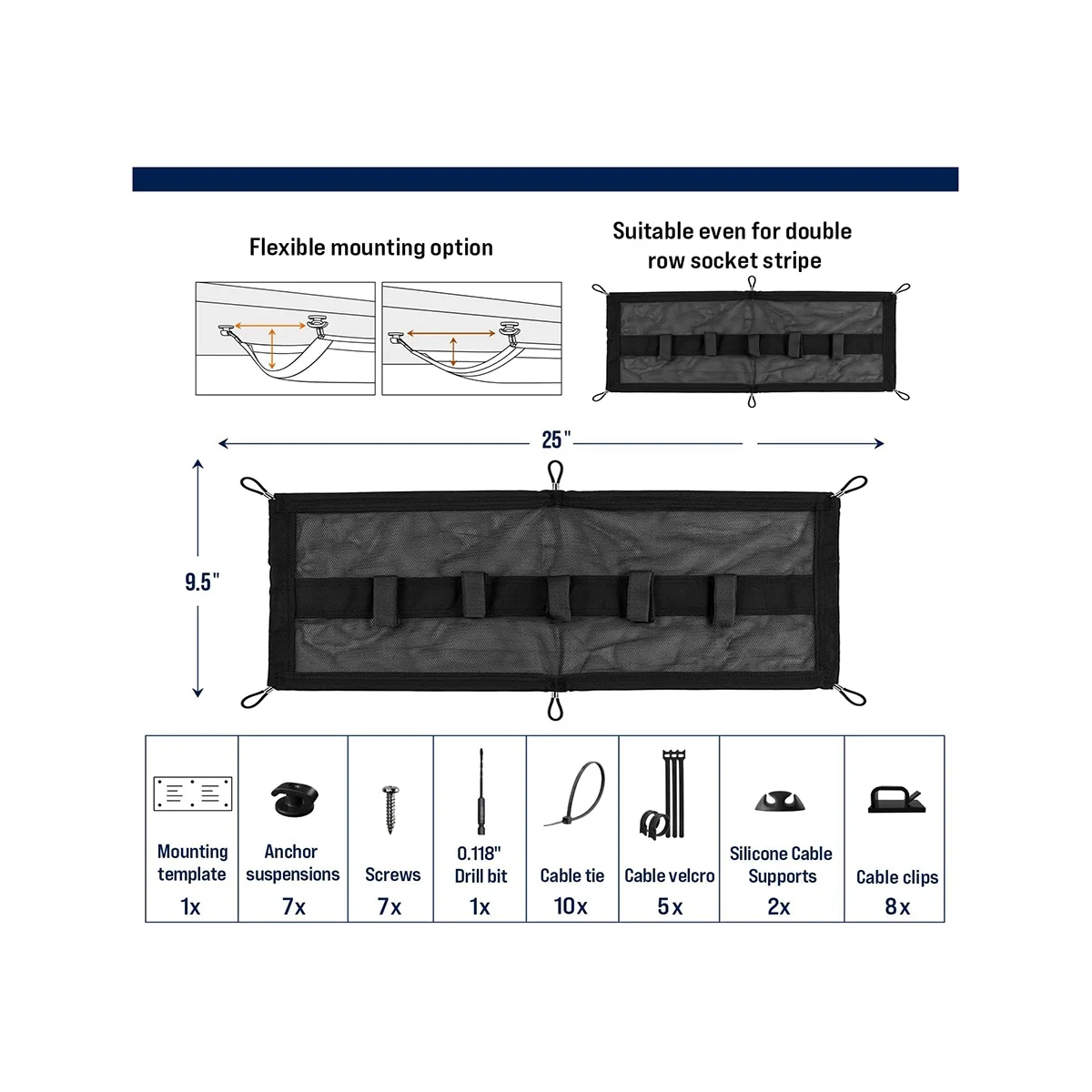 Cable Management Net - Under Desk Wire Management - Flexible Under Desk Cable Management Tray A images - 6