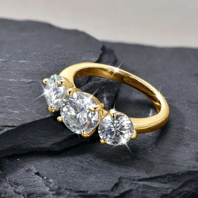 OXTAO 3-Stein-Moissanit-Verlobungsringe für Damen, 14 Karat Gold gefüllt, 6,5 mm VVS1 D, Eheringe, Schmuck, Jubiläumsgeschenke – Detail 11