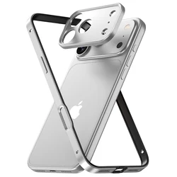 Sleek Aluminum Hybrid Silicone Shockproof Phone Case with Alloy Lens Protection - iPhone 17 Pro (Silver)