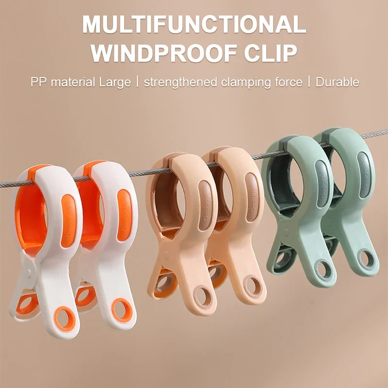 

3pcs Clothes Pegs Plastic Hanger Clips Windproof Clothespins Home Large Clothes Clips for Drying