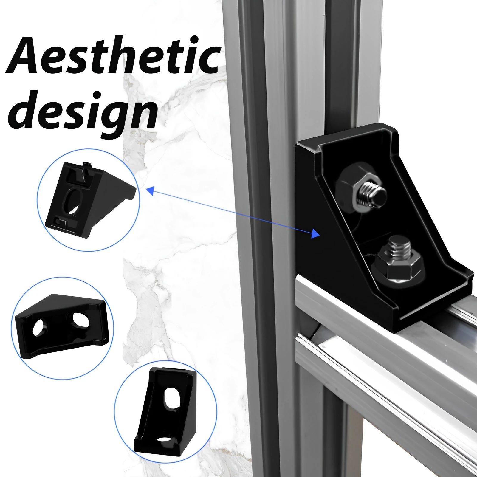 Aluminum Profile Connector Kit Multipurpose European Standard Corner Bracket Connector Set with 30pcs Corner Bracket