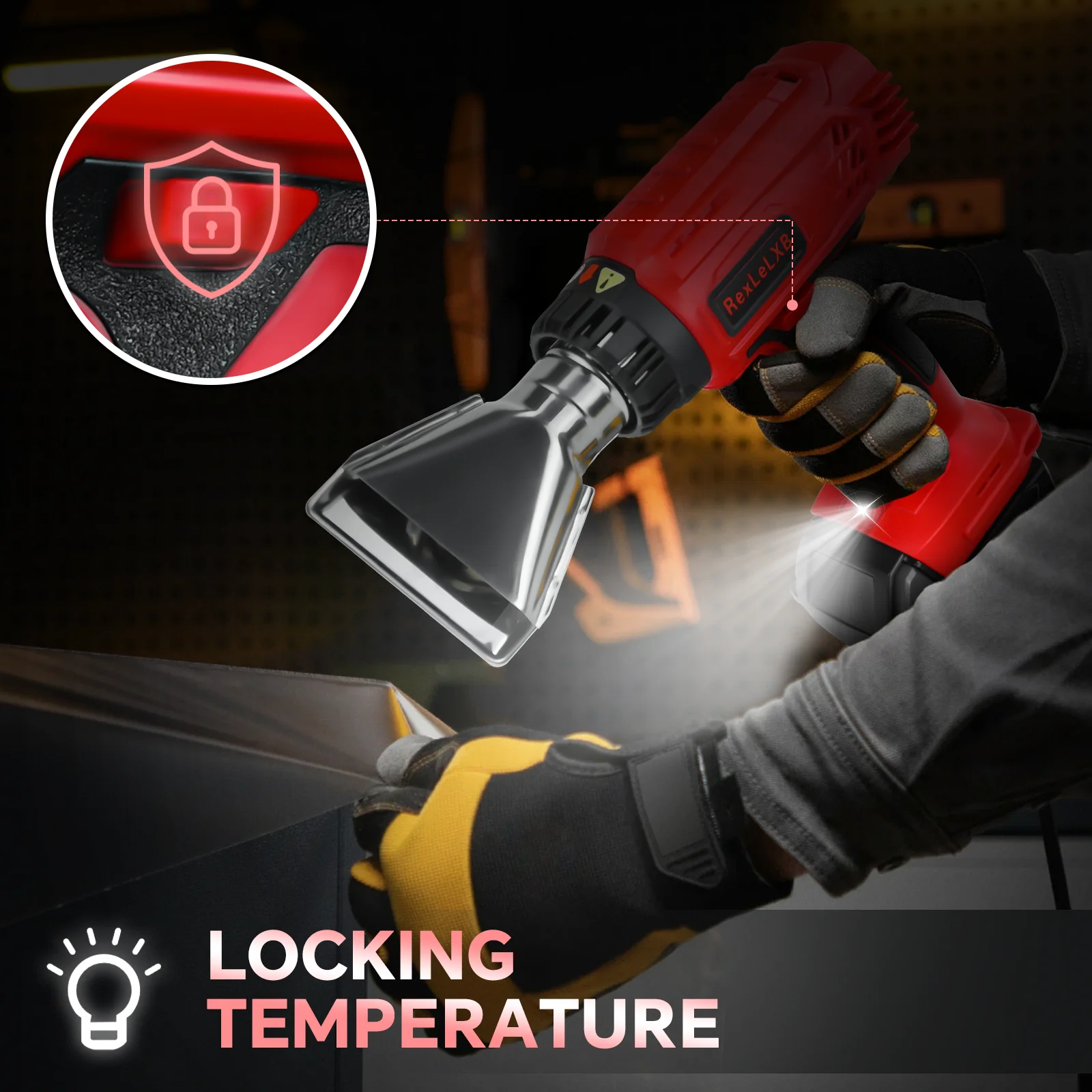 400W 550℃ Cordless Heat Gun for Milwaukee 18V Battery with LCD Digital Display Hot Air Gun for Shrink Tubing (No Battery) 3