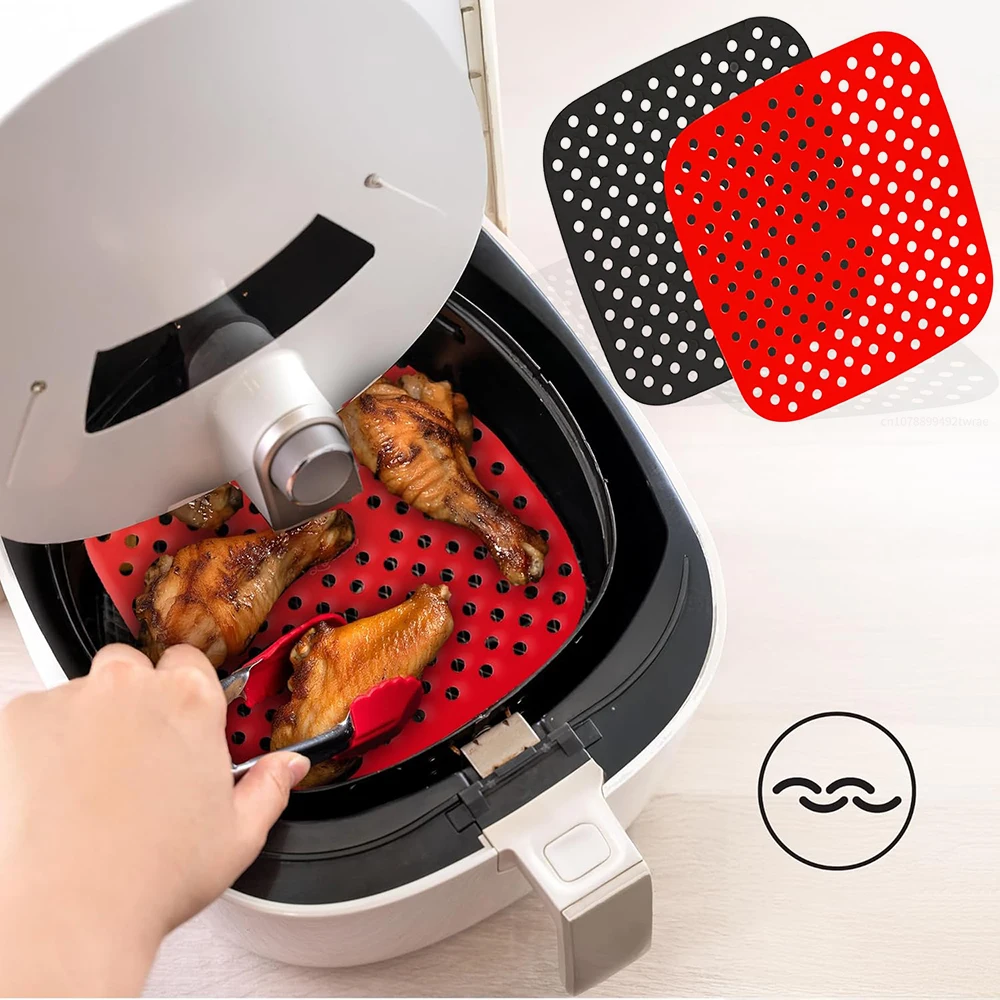 21.5cm Square Silicone Airfryer Liner Reusable Air Fryer Liners for 5QT or Bigger Non-Stick Easy Clean Air Fryer Accessories air fryer liners,air fryer accessories