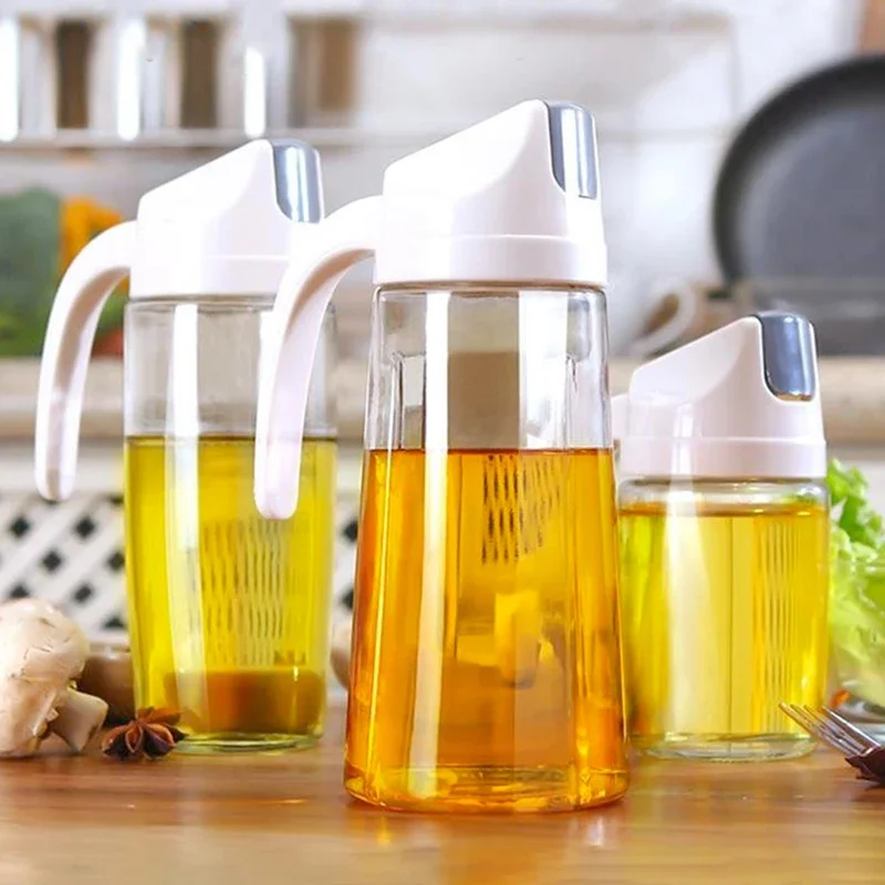 Automatic Opening Oil Bottle Glass Oil Pot Creative Seasoning Storage Bottle Practical Kitchen Tool Liquid Seasoning Organizer