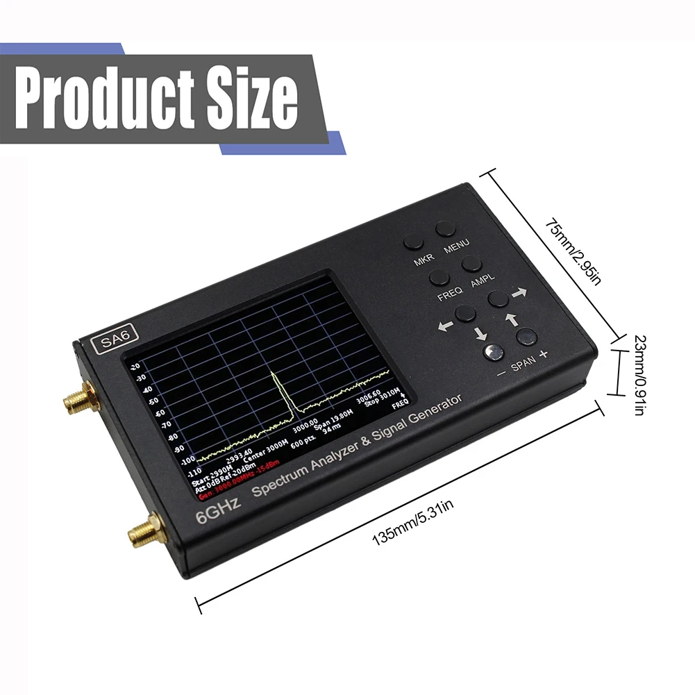 스펙트럼 분석기 및 신호 발생기, SA6 스펙트럼 분석기, WiFi 2G 4G LTE CDMA GSM 신호용, 3000mAh 배터리, 35-6200 MHz, 6GHz