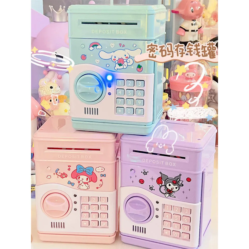 

Cinnamoroll Kuromi Sanrio Милая мультяшная шкатулка Mymelody с денежной проверкой, депозитная шкатулка, конфетная для девочек, детские игрушки, подарок на день рождения