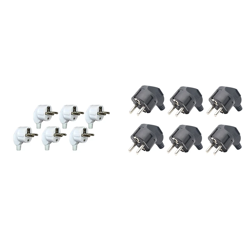 

16A 4.8Mm AC Electrical Power Rewireable Plug Male For Wire Sockets Extension Cord Connector 6 Piece EU Plug