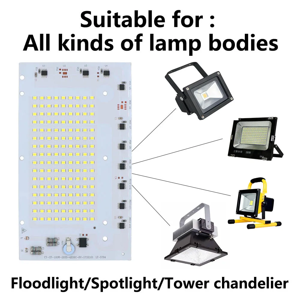 SMD 2835 Aluminum Plate LED Chip 100W 150W Light board Beads AC 220V-240V Led Floodlight Lamp DIY For Outdoor Lighting Spotlight