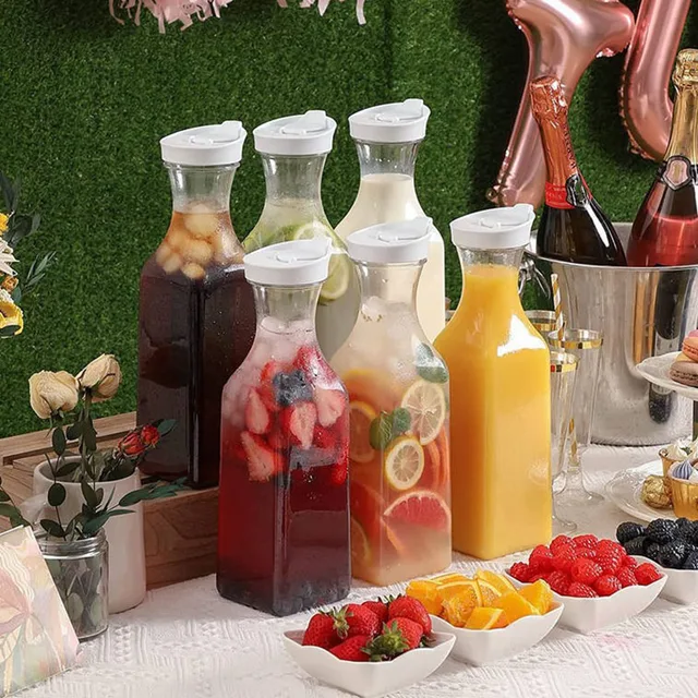 50 Oz Large Plastic Water Bottle with Flip Cap, Square Base Juice Container, Clear Plastic Water Bottle, Beverage Milk Bottle 2