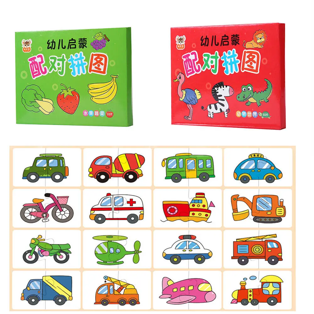 

32Pcs Baby Cognition Jigsaw Toys Montessori Toddler Card Matching Game Early Education Puzzle Toys Color Shape Training Gift