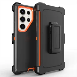 Heavy - Duty Shockproof Phone Case with Belt Clip and Impact Resistance - Galaxy Note20 (Black orange)