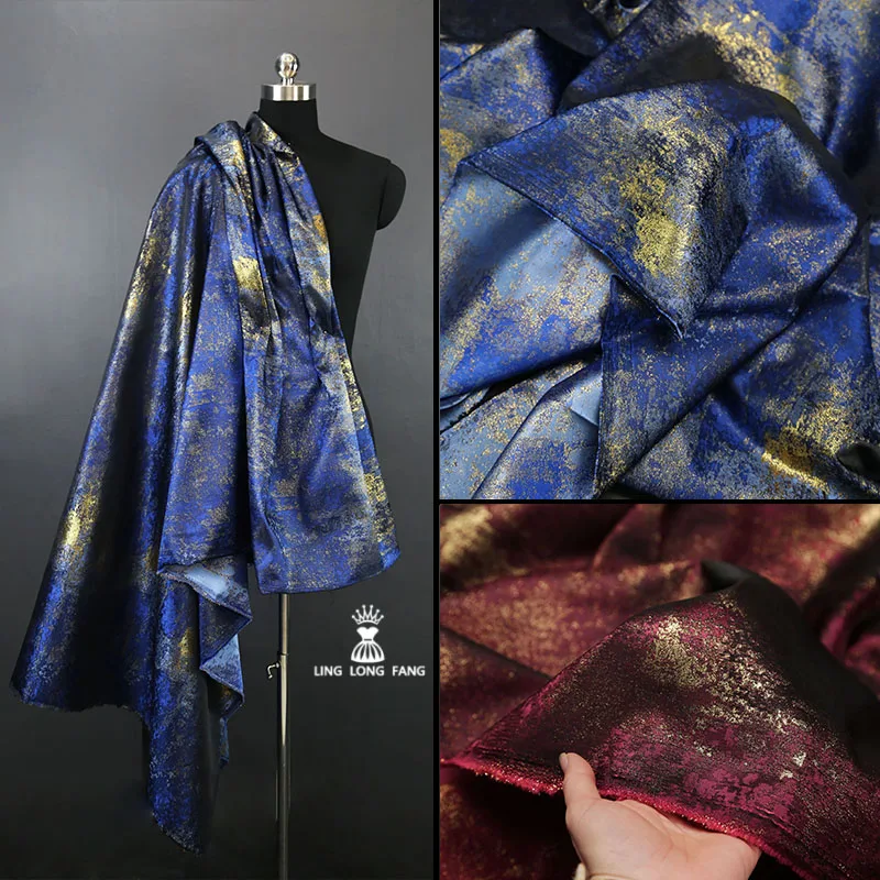 Gilt-Double-sided-Brocade-Satin-Abstract-Jacquard-Fabric-By-The-Meter ...